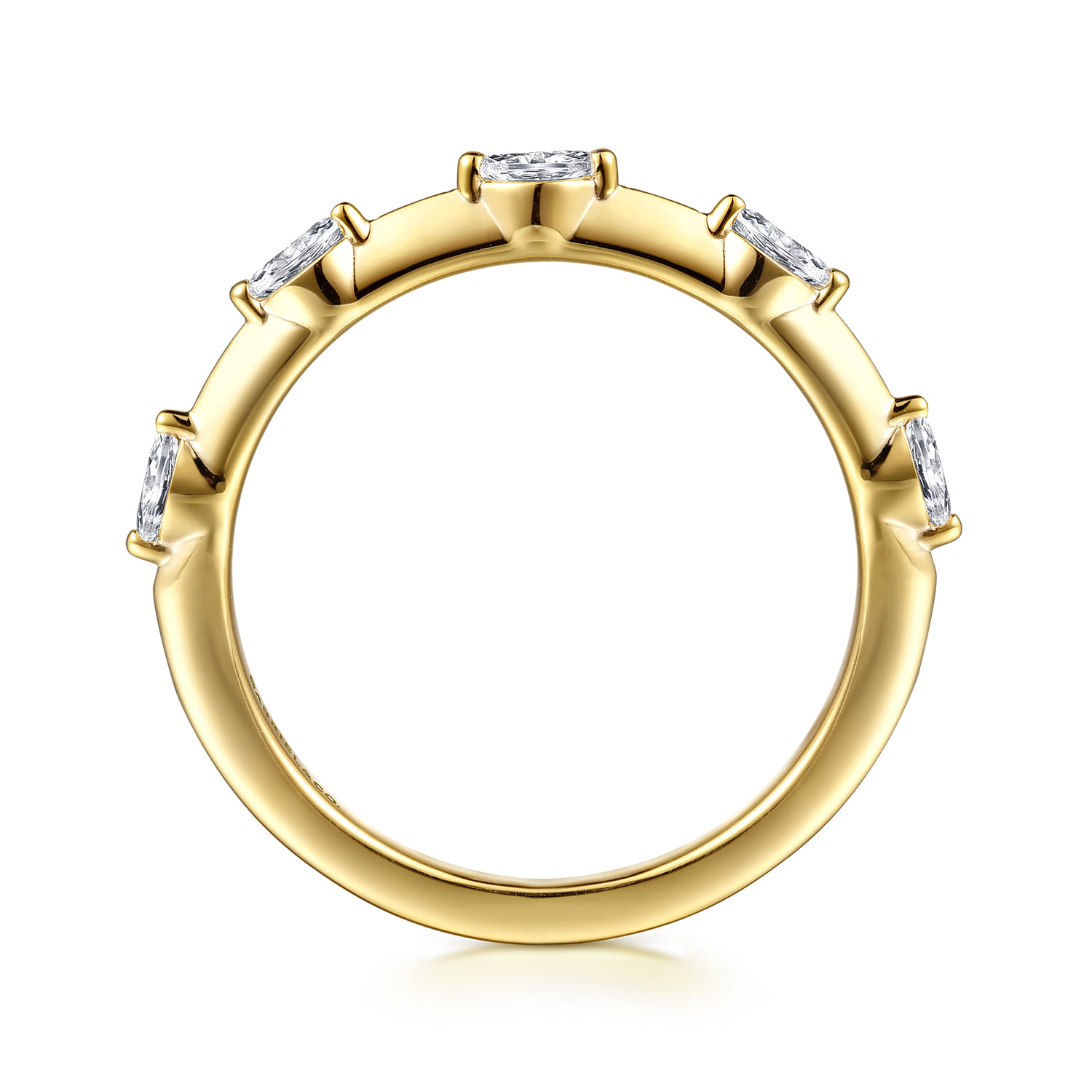 Straight Wedding Ring in 14k Yellow Gold with Marquise Natural Diamond at Gabriel & Co. - Shot 2