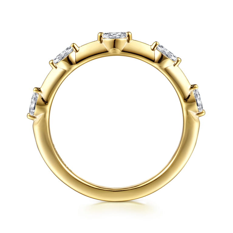 Straight Wedding Ring in 14k Yellow Gold with Marquise Natural Diamond at Gabriel & Co. - Shot 2