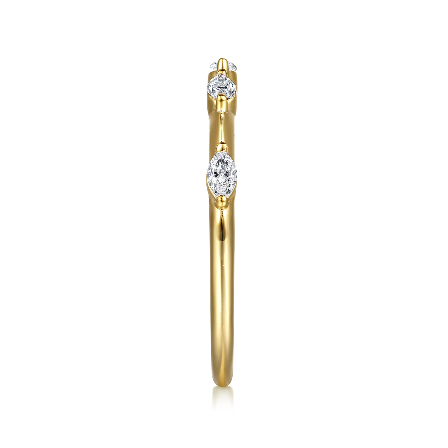 Straight Wedding Ring in 14k Yellow Gold with Marquise Natural Diamond at Gabriel & Co. - Shot 4
