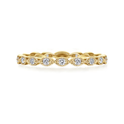 14K Yellow Gold Marquise Station Diamond Stackable Ring