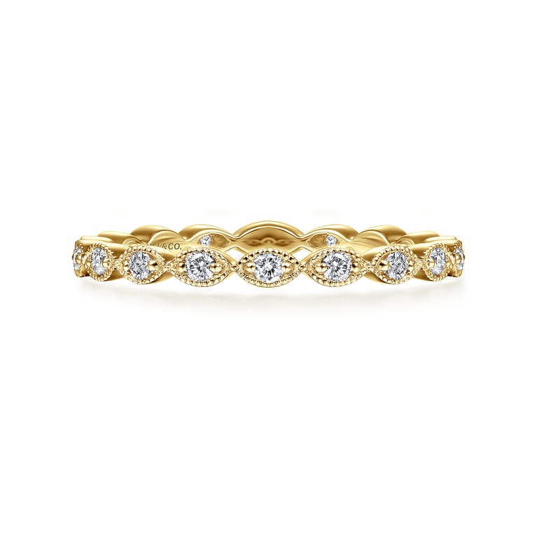 14K Yellow Gold Marquise Station Diamond Stackable Ring - 0.25 ct - Shot 1