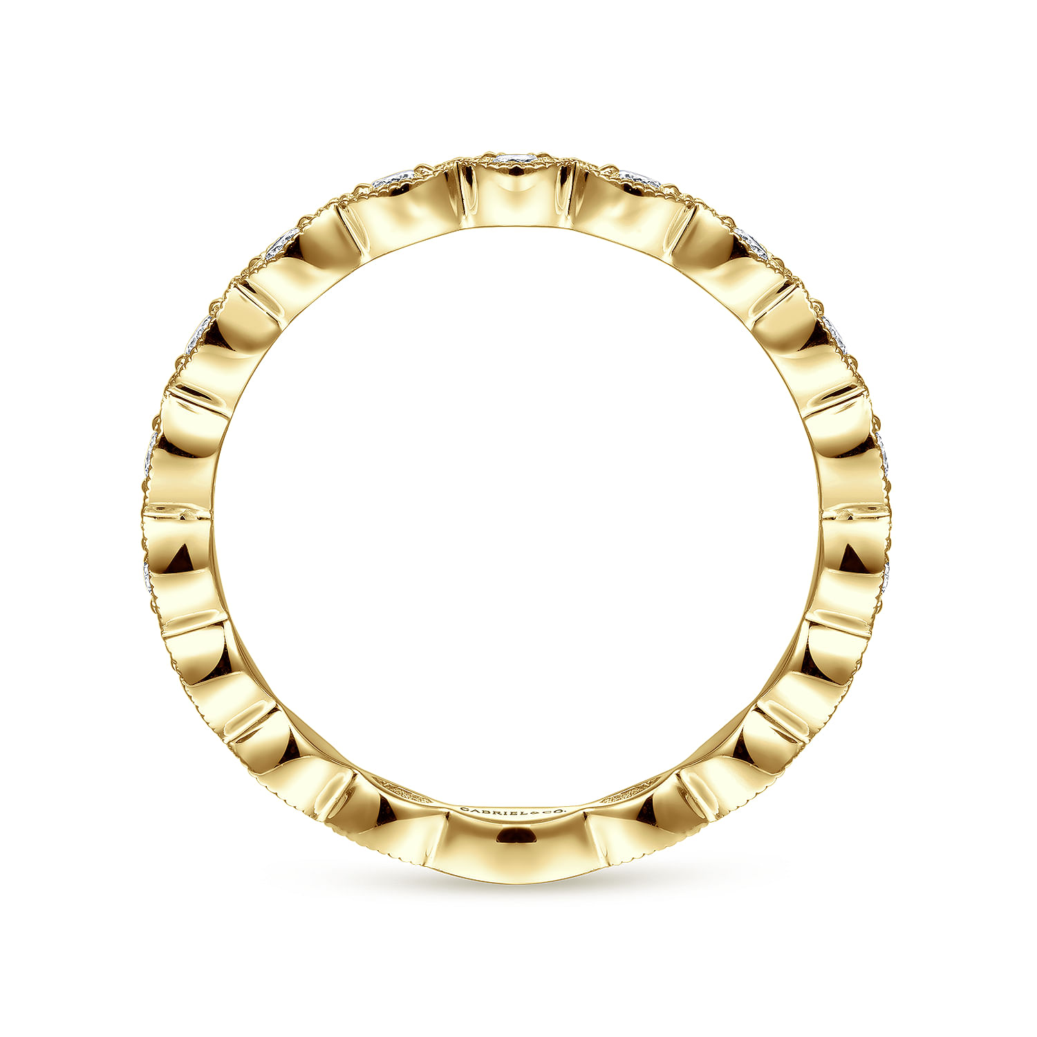 14K Yellow Gold Marquise Station Diamond Stackable Ring - 0.25 ct - Shot 2