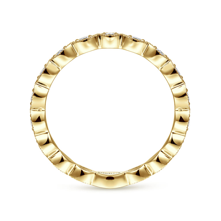 14K Yellow Gold Marquise Station Diamond Stackable Ring - 0.25 ct - Shot 2