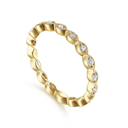 14K Yellow Gold Marquise Station Diamond Stackable Ring
