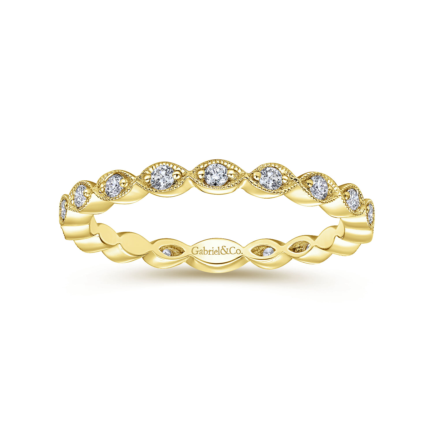 14K Yellow Gold Marquise Station Diamond Stackable Ring - 0.25 ct - Shot 4