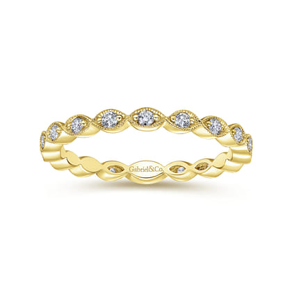 14K Yellow Gold Marquise Station Diamond Stackable Ring