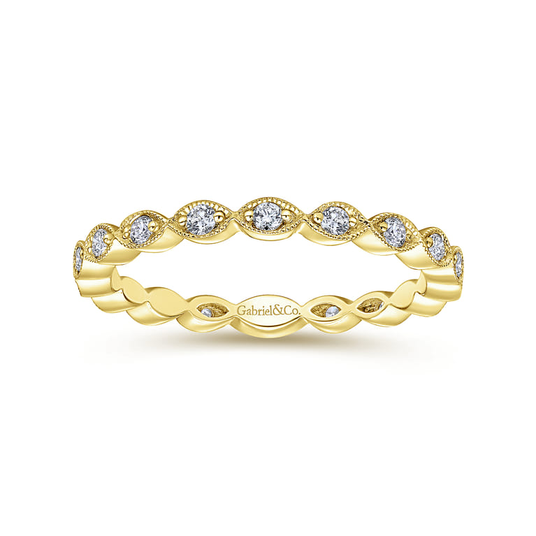 14K Yellow Gold Marquise Station Diamond Stackable Ring - 0.25 ct - Shot 4