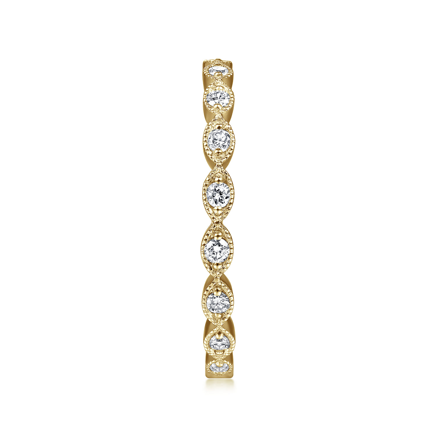 14K Yellow Gold Marquise Station Diamond Stackable Ring - 0.25 ct - Shot 5