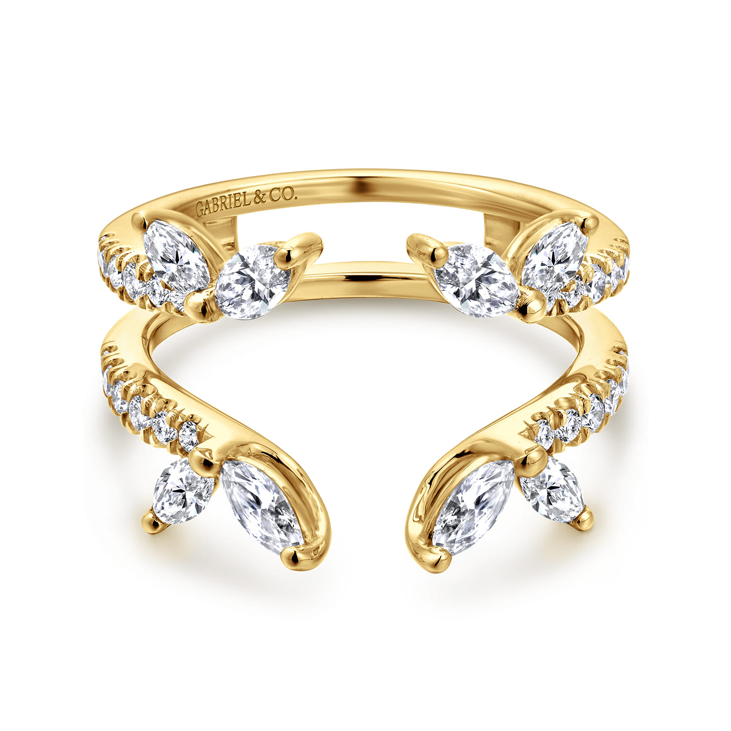 Enhancer Wedding Ring in 14k Yellow Gold with Marquise Natural Diamond at Gabriel & Co. - Shot 1
