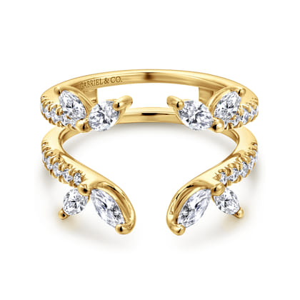 14K Yellow Gold Marquise and Round Diamond Ring Enhancer