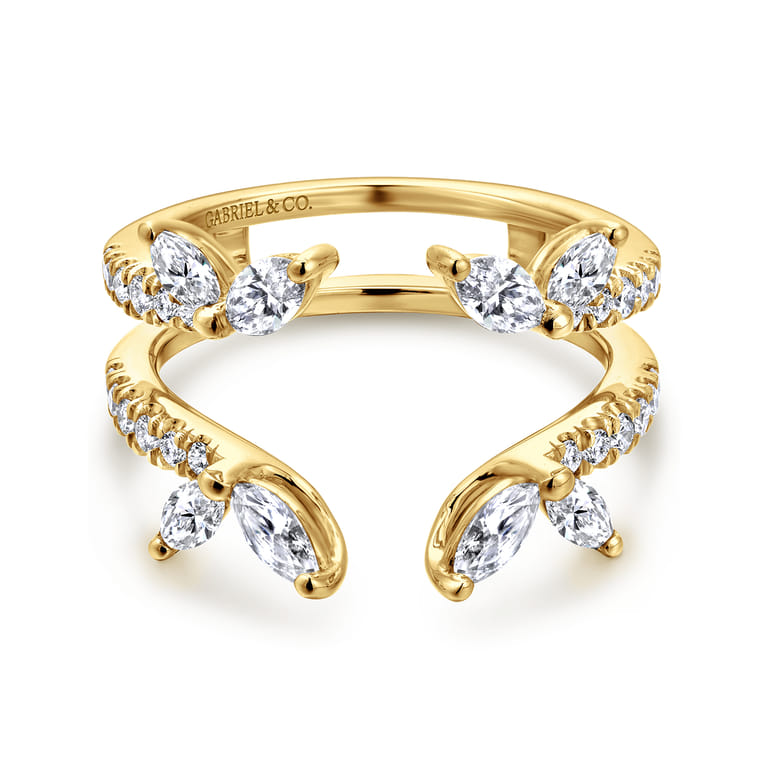 Enhancer Wedding Ring in 14k Yellow Gold with Marquise Natural Diamond at Gabriel & Co. - Shot 1