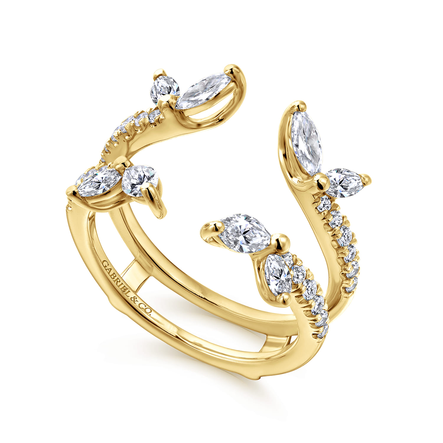 Enhancer Wedding Ring in 14k Yellow Gold with Marquise Natural Diamond at Gabriel & Co. - Shot 3