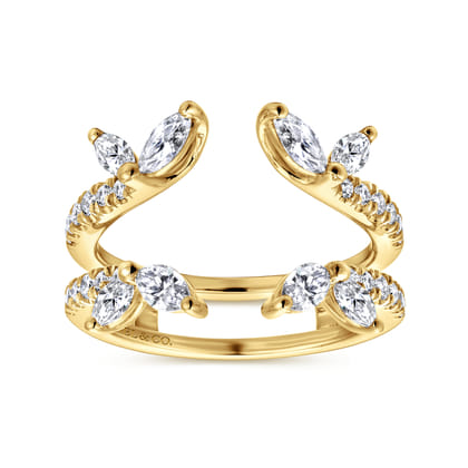 14K Yellow Gold Marquise and Round Diamond Ring Enhancer