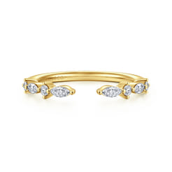 14K Yellow Gold Marquise and Round Open Diamond Anniversary Band