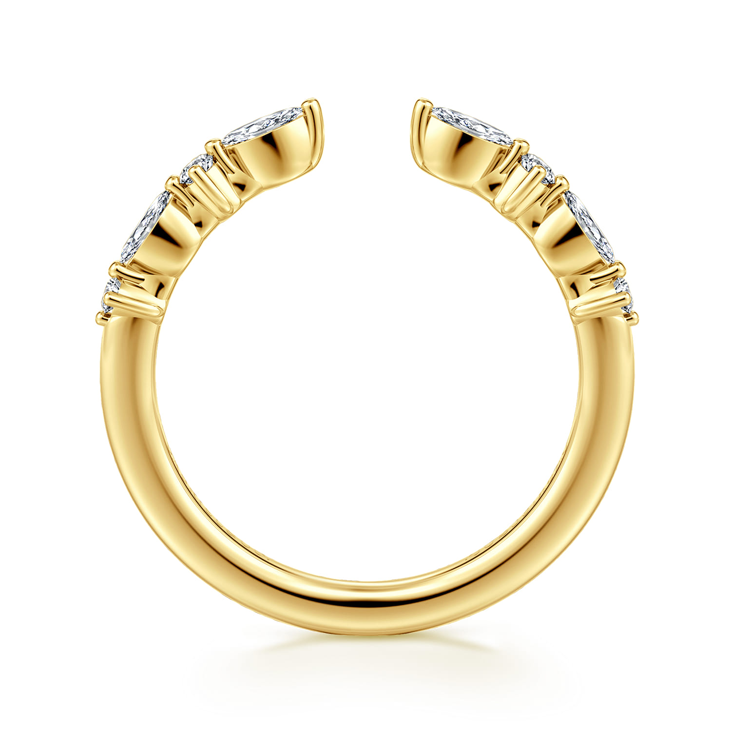 14K Yellow Gold Marquise and Round Open Diamond Anniversary Band