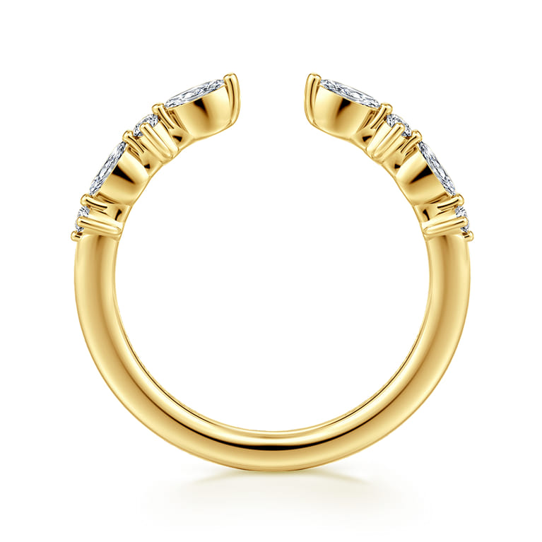 Open Ring Wedding Ring in 14k Yellow Gold with Marquise Natural Diamond at Gabriel & Co. - Shot 2