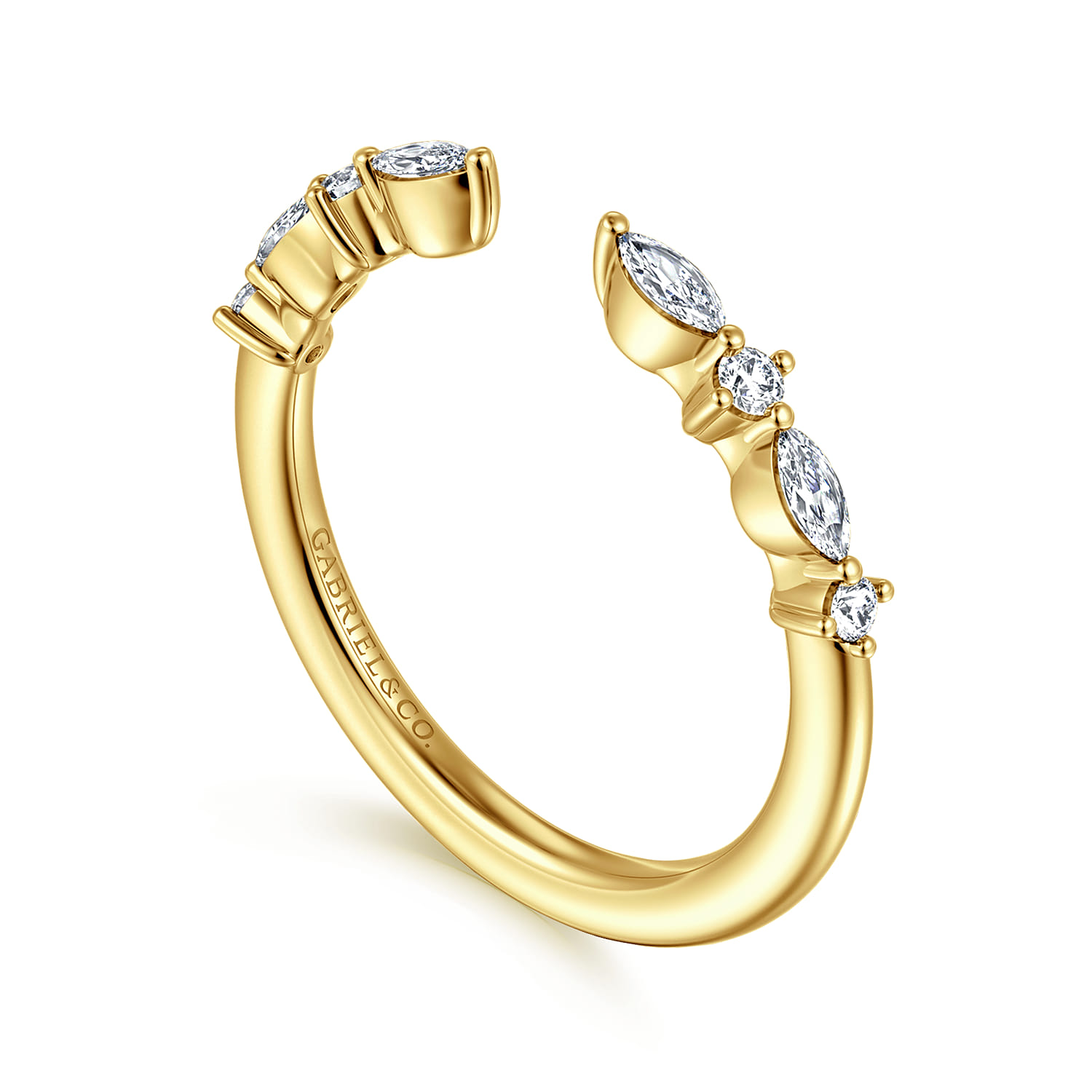 14K Yellow Gold Marquise and Round Open Diamond Anniversary Band