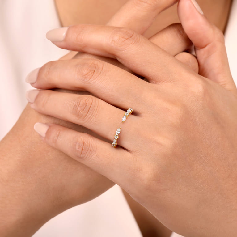 Open Ring Wedding Ring in 14k Yellow Gold with Marquise Natural Diamond at Gabriel & Co. - Shot 5