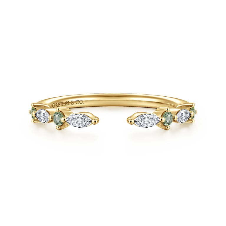 Open Ring Wedding Ring in 14k Yellow Gold with Marquise  at Gabriel & Co. - Shot 1