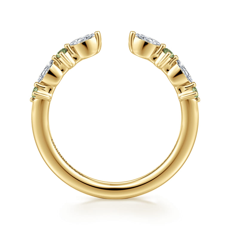 Open Ring Wedding Ring in 14k Yellow Gold with Marquise  at Gabriel & Co. - Shot 2