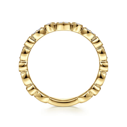 14K Yellow Gold Marquise and Round Station Diamond Ring