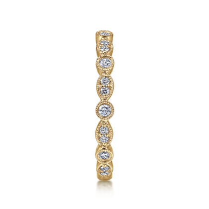 14K Yellow Gold Marquise and Round Station Diamond Ring
