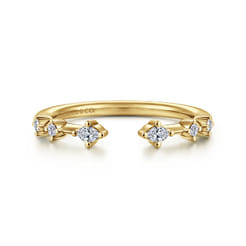 14K Yellow Gold Marquise and Round Station Open Diamond Anniversary Band