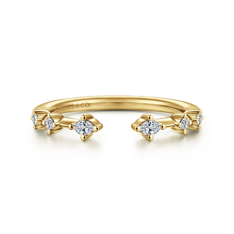 Open Ring Wedding Ring in 14k Yellow Gold with Marquise Natural Diamond at Gabriel & Co. - Shot 1