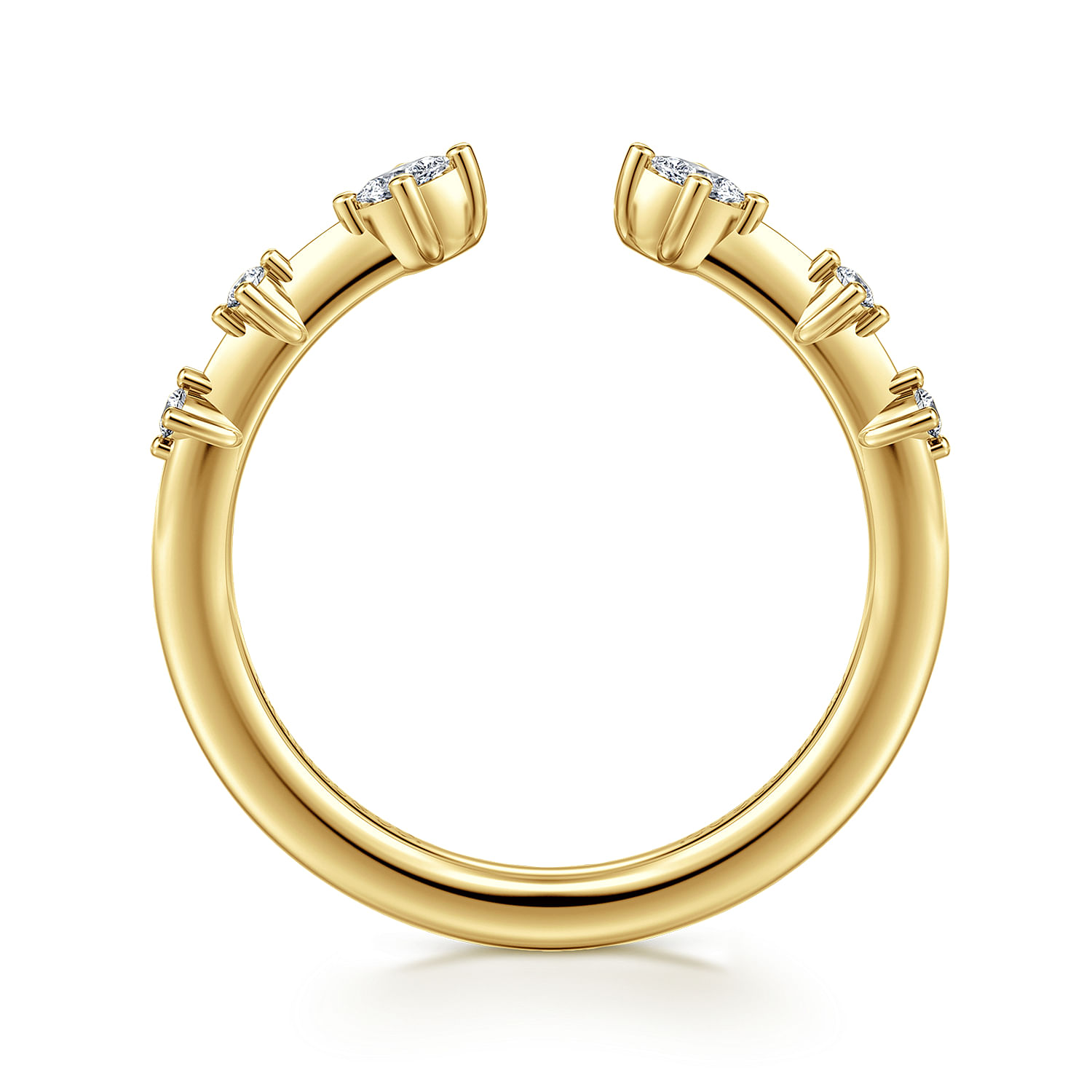 14K Yellow Gold Marquise and Round Station Open Diamond Anniversary Band