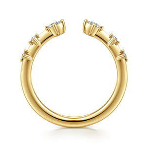 14K Yellow Gold Marquise and Round Station Open Diamond Anniversary Band