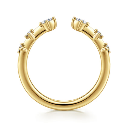 14K Yellow Gold Marquise and Round Station Open Diamond Anniversary Band