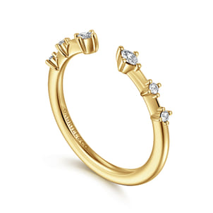 14K Yellow Gold Marquise and Round Station Open Diamond Anniversary Band