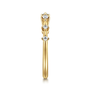 14K Yellow Gold Marquise and Round Station Open Diamond Anniversary Band