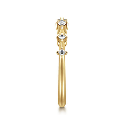 14K Yellow Gold Marquise and Round Station Open Diamond Anniversary Band
