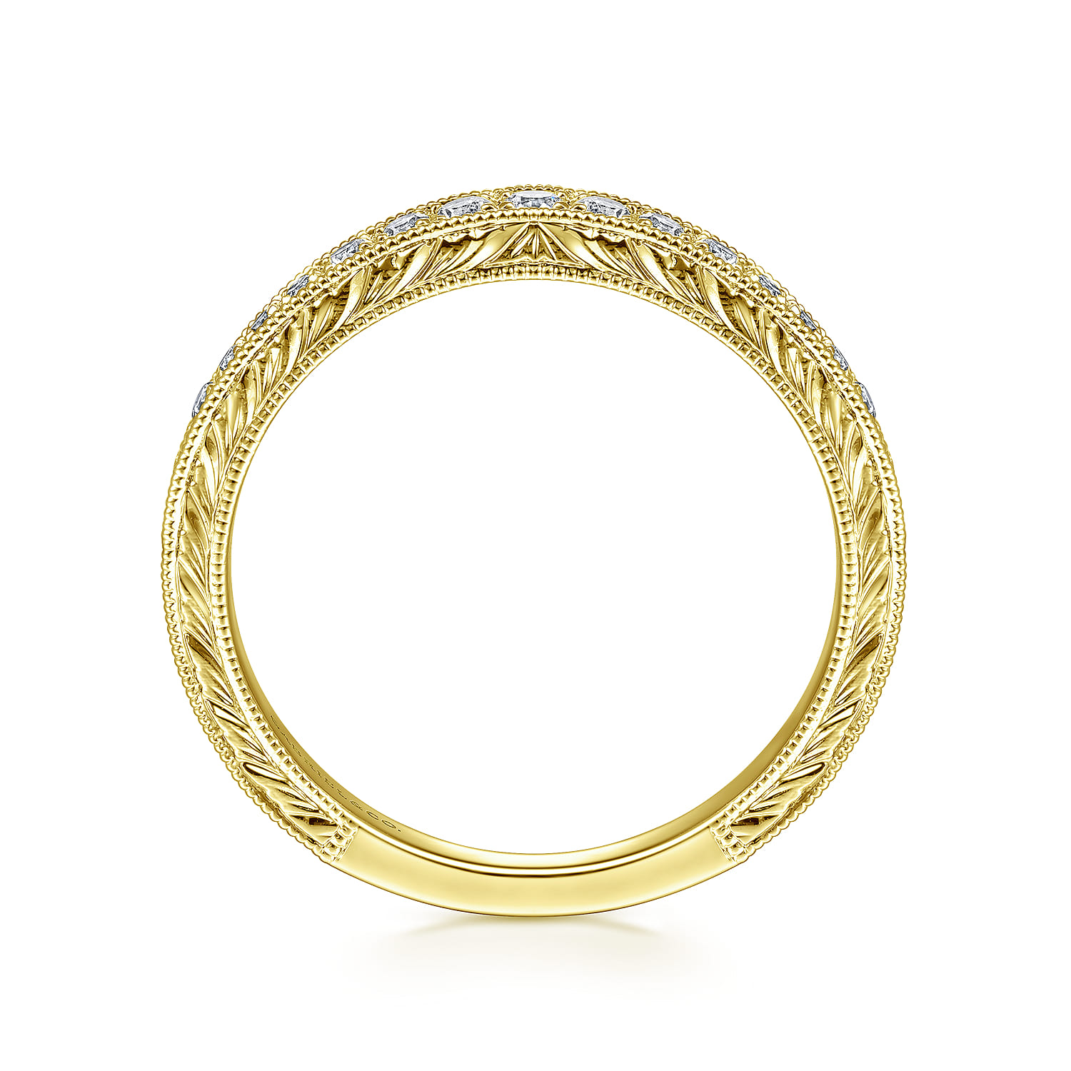 14K Yellow Gold Matching Diamond Wedding Band - 0.1 ct - Shot 2