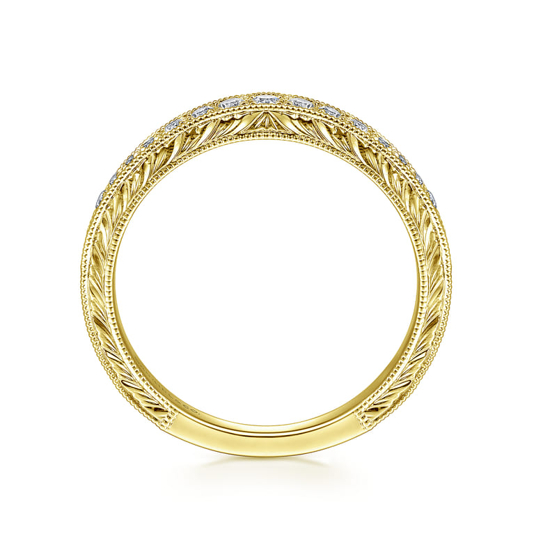 14K Yellow Gold Matching Diamond Wedding Band - 0.1 ct - Shot 2