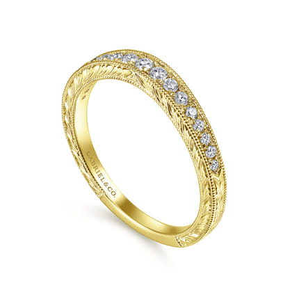 14K Yellow Gold Matching Diamond Wedding Band