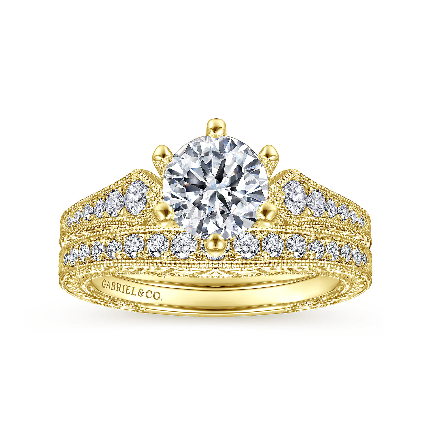 14K Yellow Gold Matching Diamond Wedding Band - 0.1 ct - Shot 4