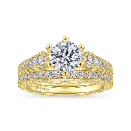 14K Yellow Gold Matching Diamond Wedding Band