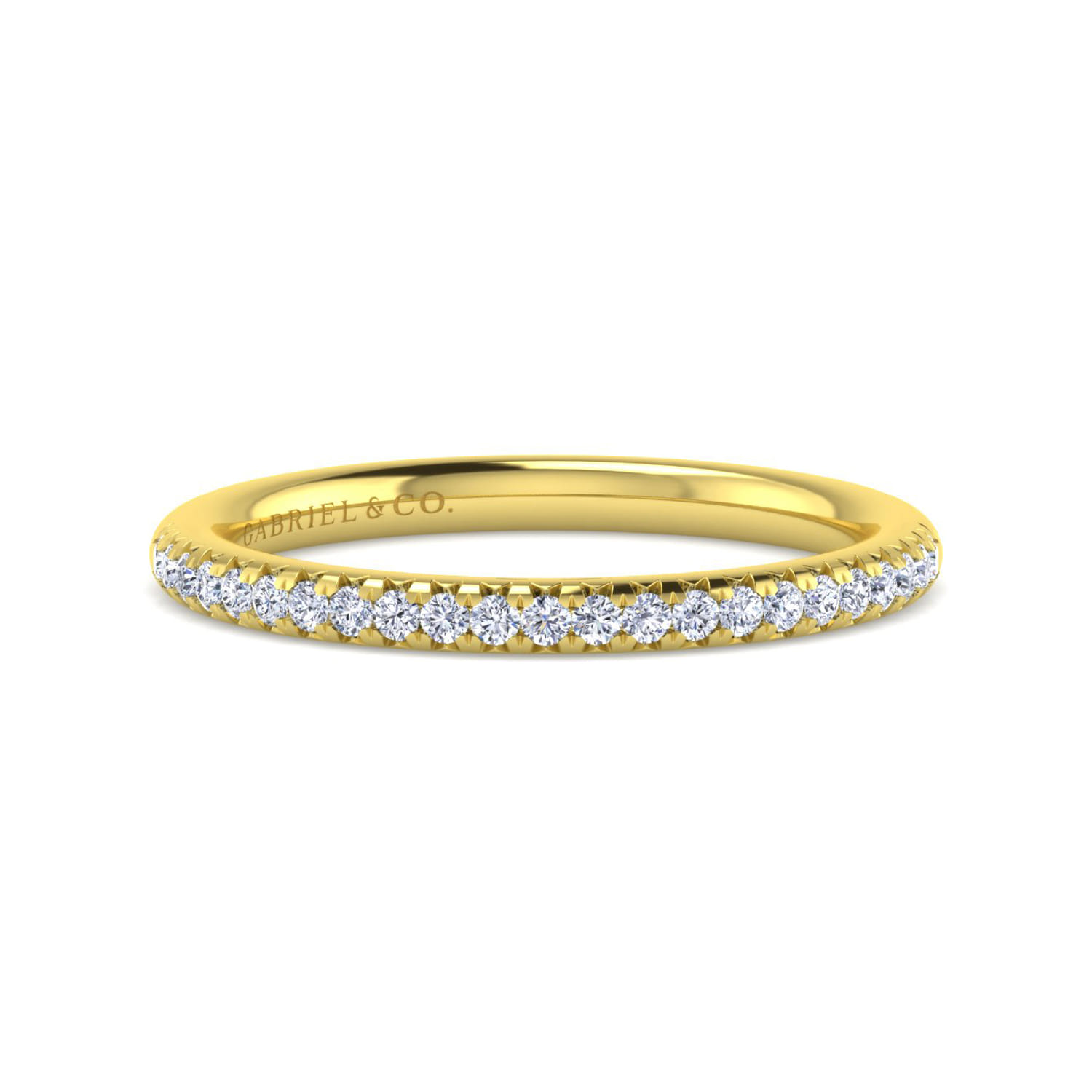 14K Yellow Gold Matching Diamond Wedding Band - 0.16 ct - Shot 1