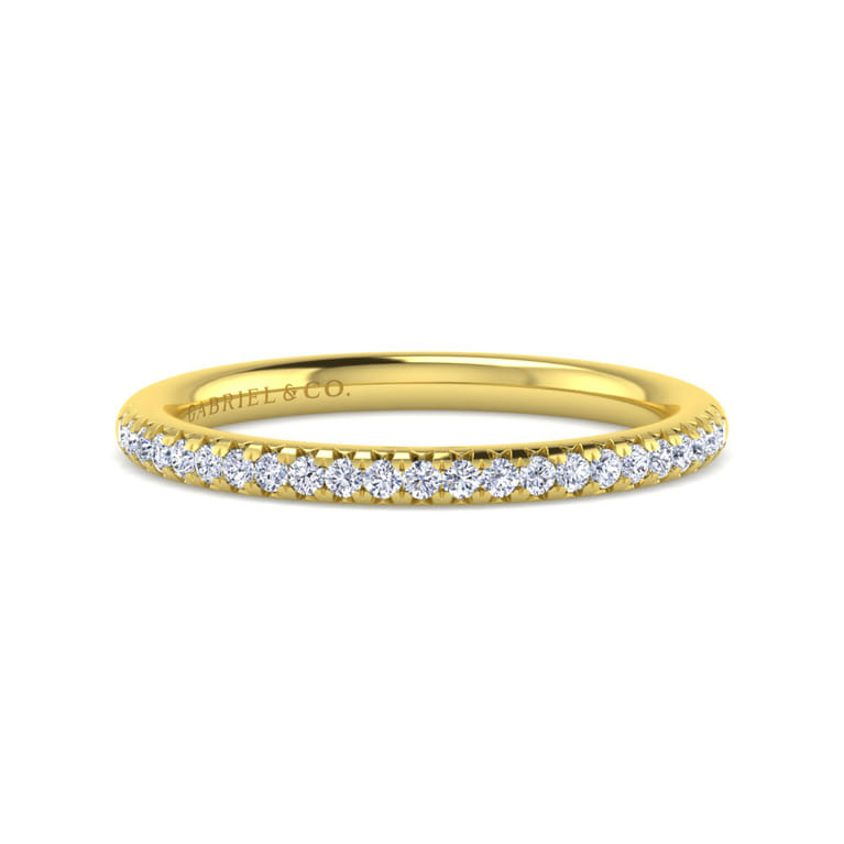 14K Yellow Gold Matching Diamond Wedding Band - 0.16 ct - Shot 1
