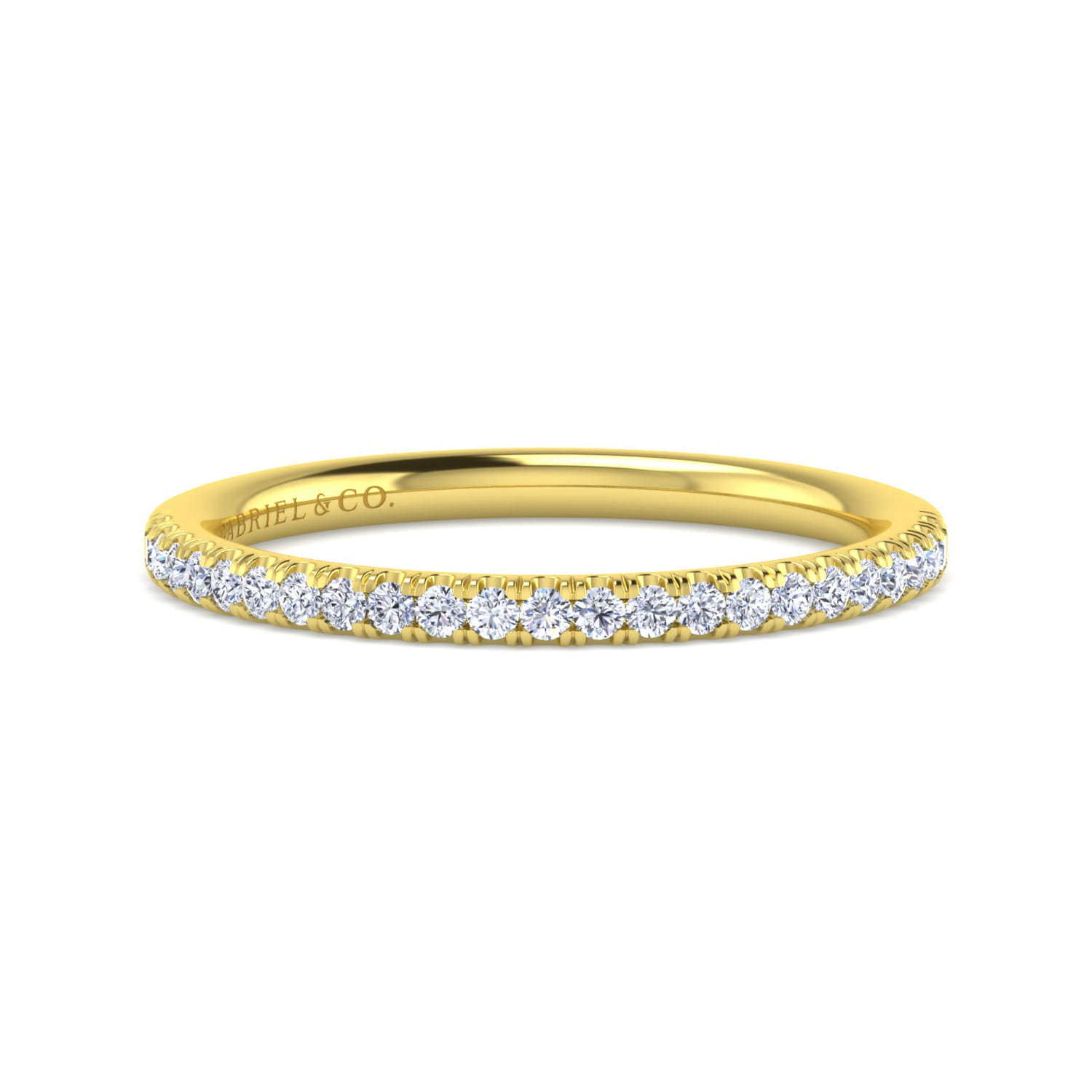 14K Yellow Gold Matching Diamond Wedding Band - 0.16 ct - Shot 1
