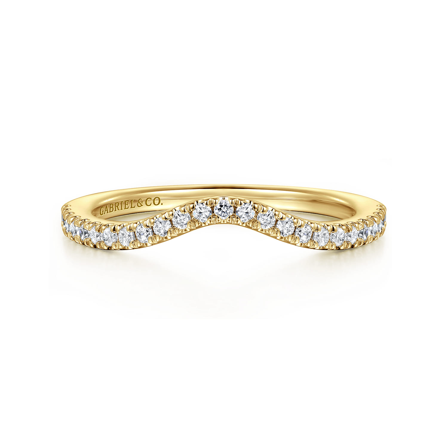 14K Yellow Gold Matching Diamond Wedding Band - 0.19 ct - Shot 1