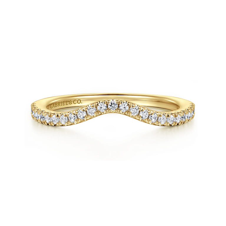14K Yellow Gold Matching Diamond Wedding Band - 0.19 ct - Shot 1