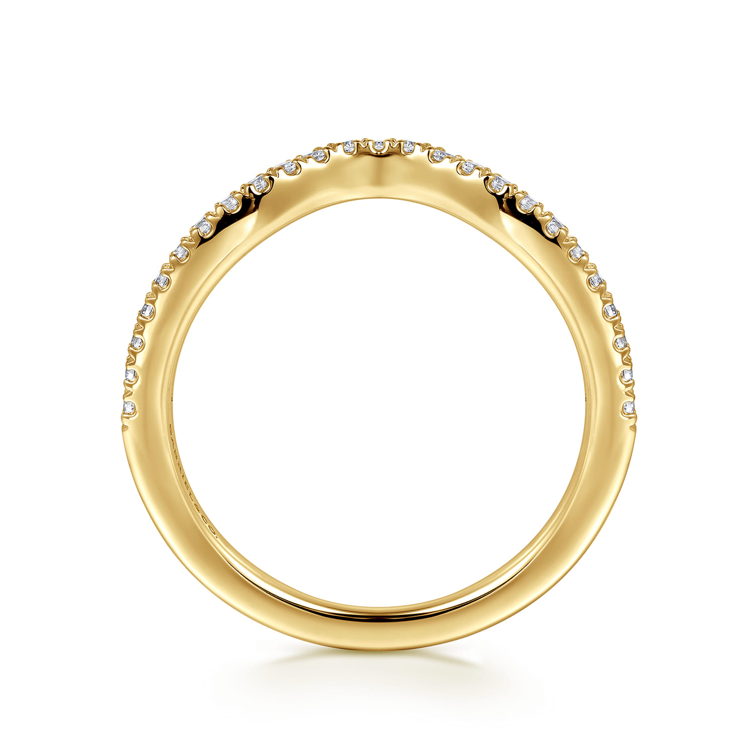 14K Yellow Gold Matching Diamond Wedding Band - 0.19 ct - Shot 2