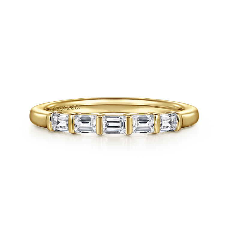 14K Yellow Gold Matching Diamond Wedding Band - 0.35 ct - Shot 1
