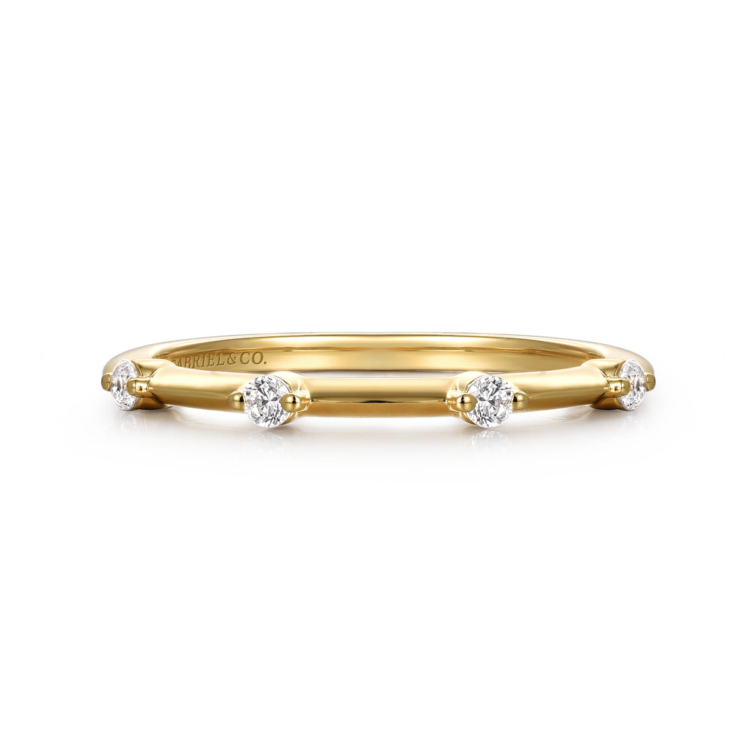 14K Yellow Gold Matching Diamond Wedding Band - 0.11 ct - Shot 1