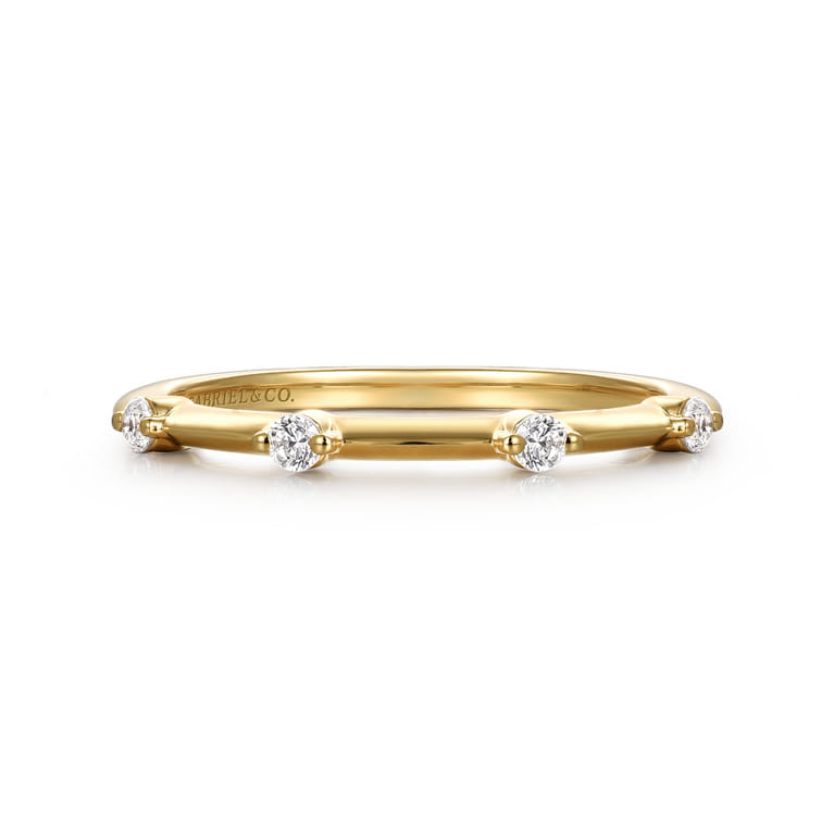 14K Yellow Gold Matching Diamond Wedding Band - 0.11 ct - Shot 1