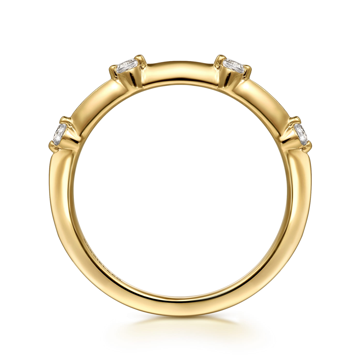 14K Yellow Gold Matching Diamond Wedding Band - 0.11 ct - Shot 2
