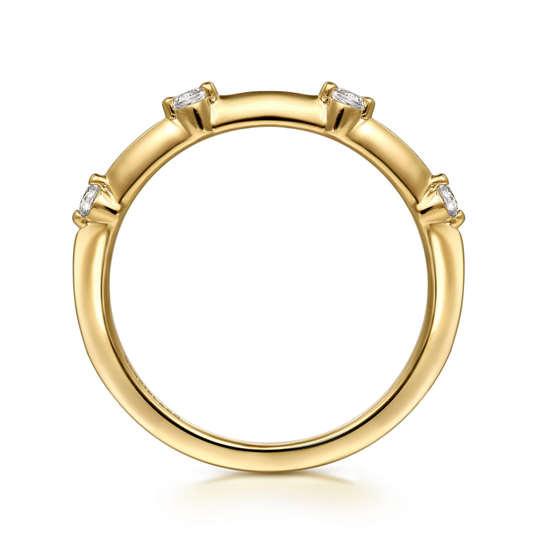 14K Yellow Gold Matching Diamond Wedding Band - 0.11 ct - Shot 2